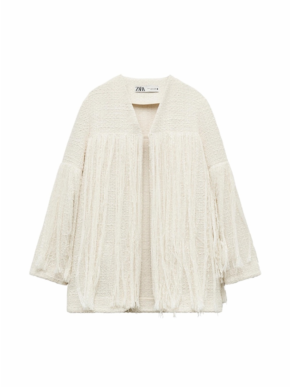 Zara Off-White ZW Collection Textured Fringe Jacket